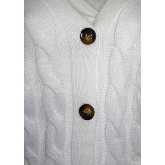 Merokeety Women's White Button Up V Collar Cardigan Sweater Sz S - NWT - Picture 2 of 9